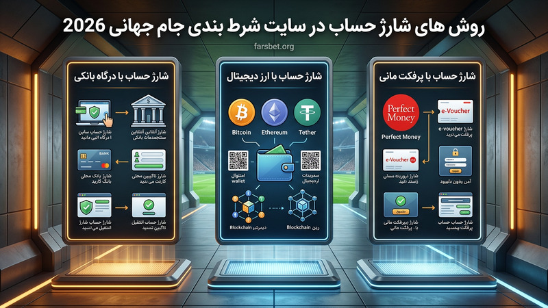 روش های شارژ حساب در سایت شرط بندی جام جهانی 2026